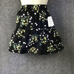 Hippie Rose Black Floral Skirt Sz S NWT